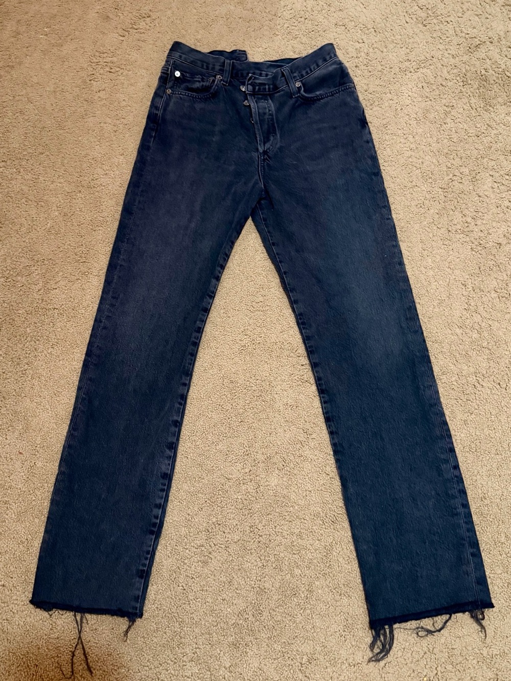 Agolde Women's Dark Blue Straight-Leg Jeans